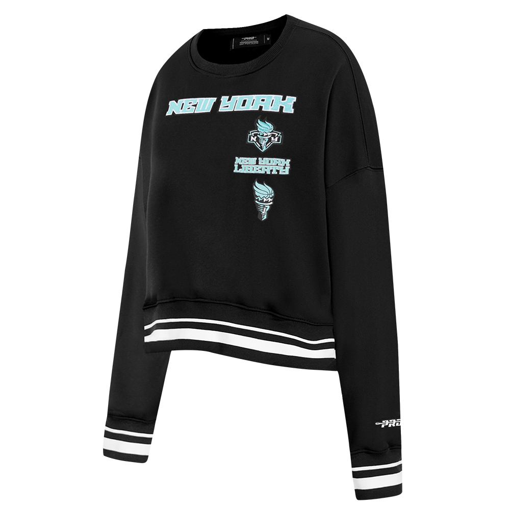 WNBA  NEW YORK LIBERTY RETRO CLASSICS WOMEN'S RIB FLEECE CREWNECK (BLACK)