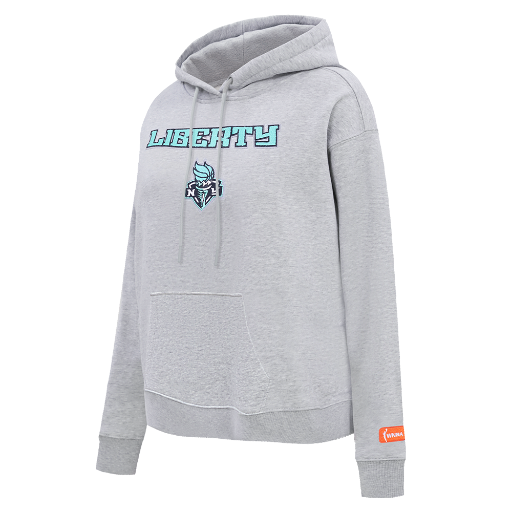 WNBA NEW YORK LIBERTY CLASSIC ESSENTIALS WOMEN'S FLEECE PULLOVER HOODIE (HEATHER GREY)