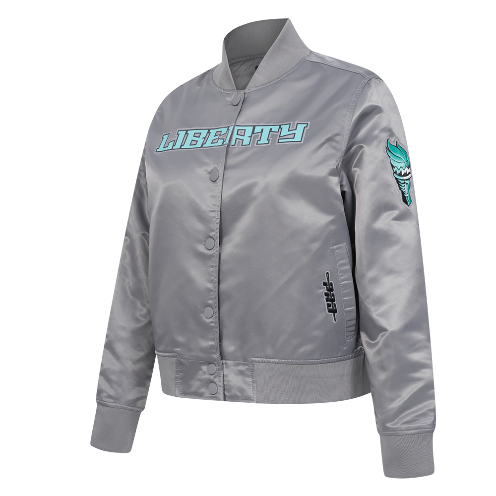 WNBA NEW YORK LIBERTY CLASSIC ESSENTIALS WOMEN'S SATIN JACKET (GRAY)