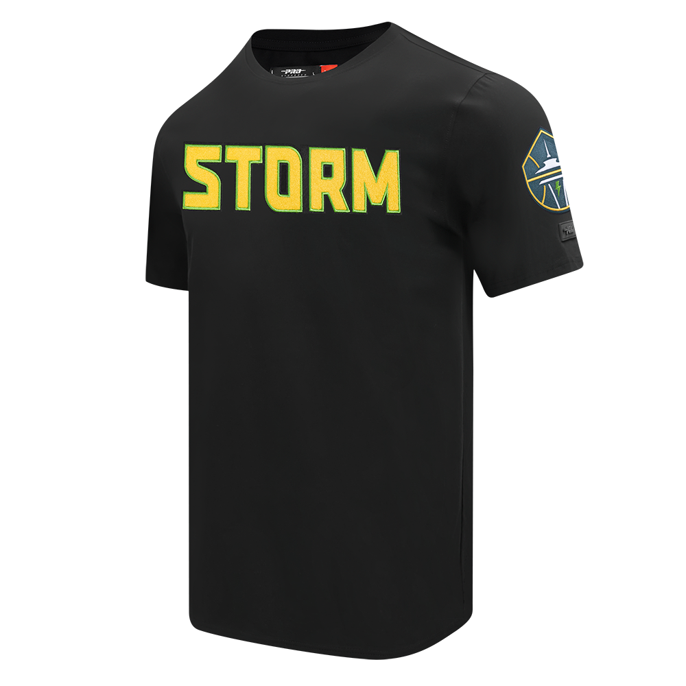 WNBA  SEATTLE STORM CLASSIC CHENILLE MEN'S SINGLE JERSEY TEE (BLACK)