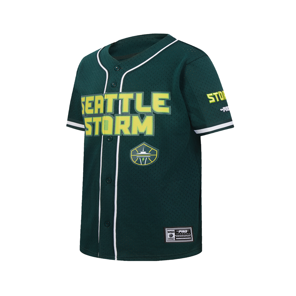 WNBA SEATTLE STORM CLASSIC MESH BIG BOY'S BUTTON DOWN SHIRT (FOREST GREEN)