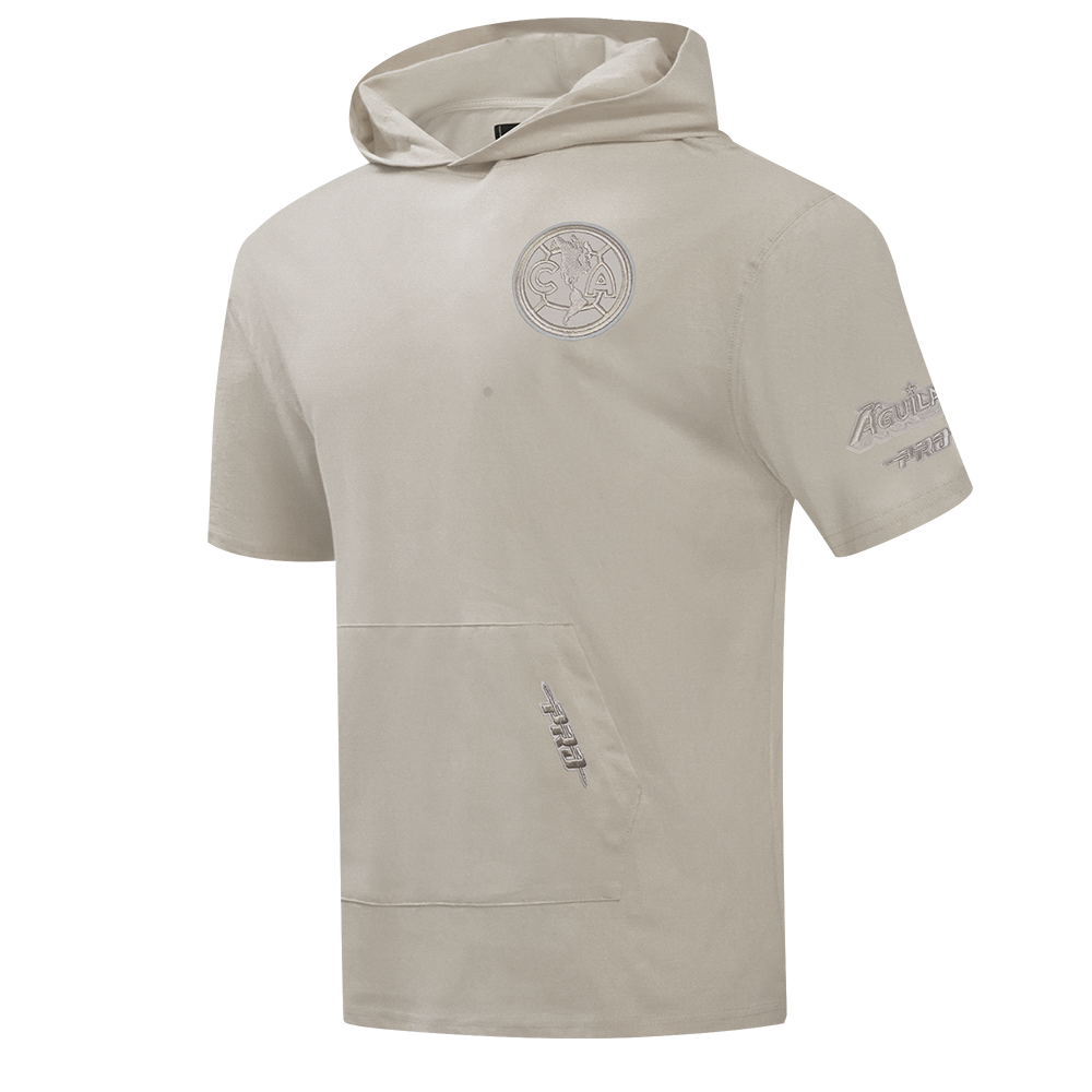 LIGA MX CLUB AMERICA NEUTRAL MEN'S SHORT SLEEVE PULLOVER HOODIE (TAUPE)