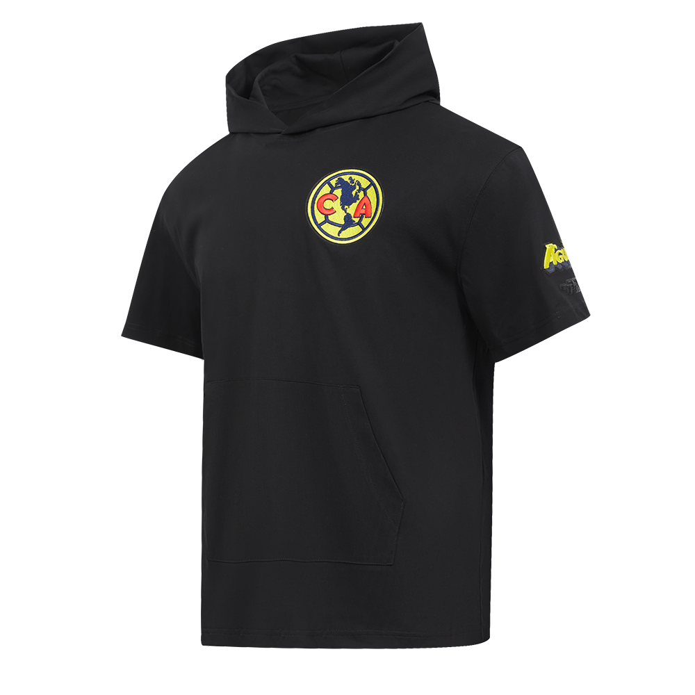 LIGA MX CLUB AMERICA CONTRAST NEUTRALS MEN'S SHORT SLEEVE PULLOVER HOODIE (BLACK)