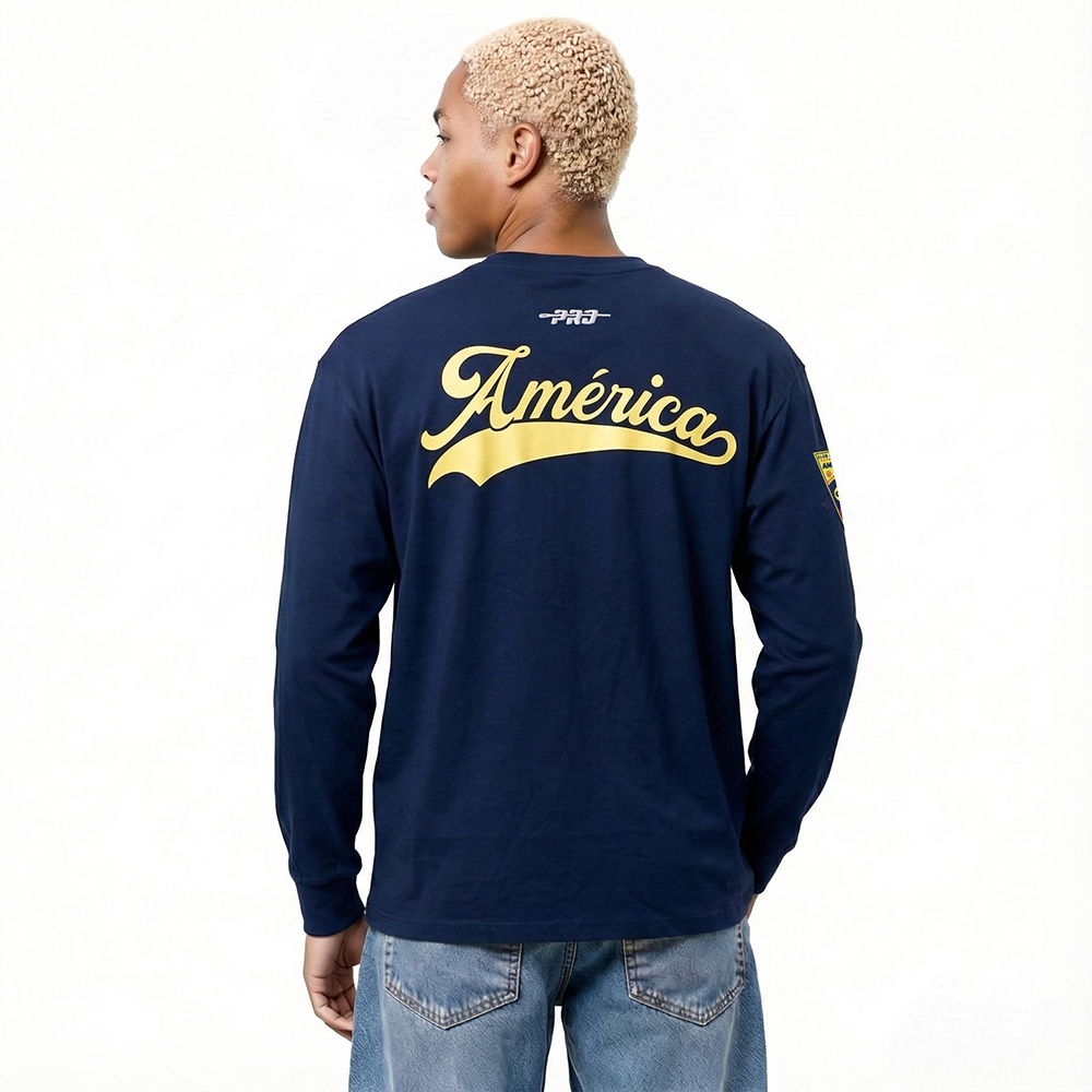 LIGA MX CLUB AMERICA LIVING LARGE MEN'S DROP SHOULDER LS TEE (MIDNIGHT NAVY)