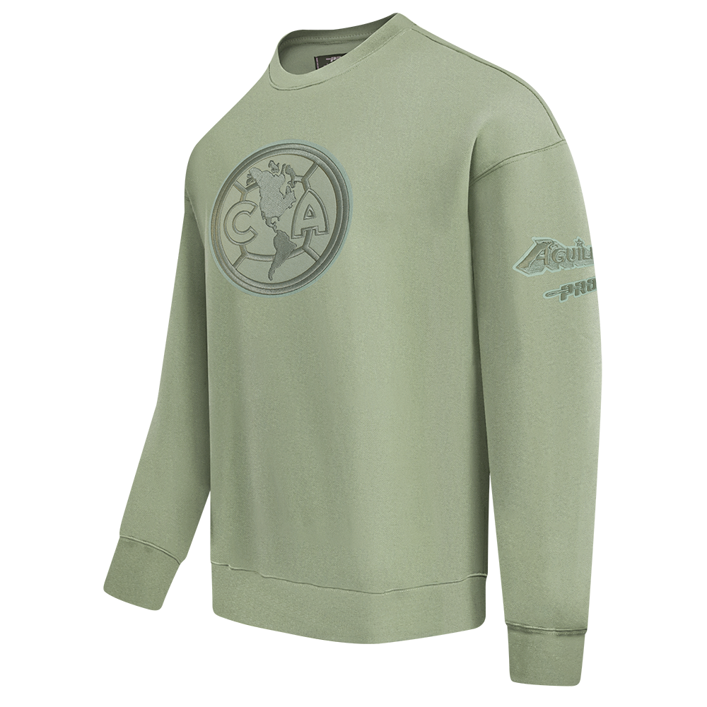 LIGA MX CLUB AMERICA NEUTRAL MEN'S DROP SHOULDER FLEECE CREWNECK (MOSS)