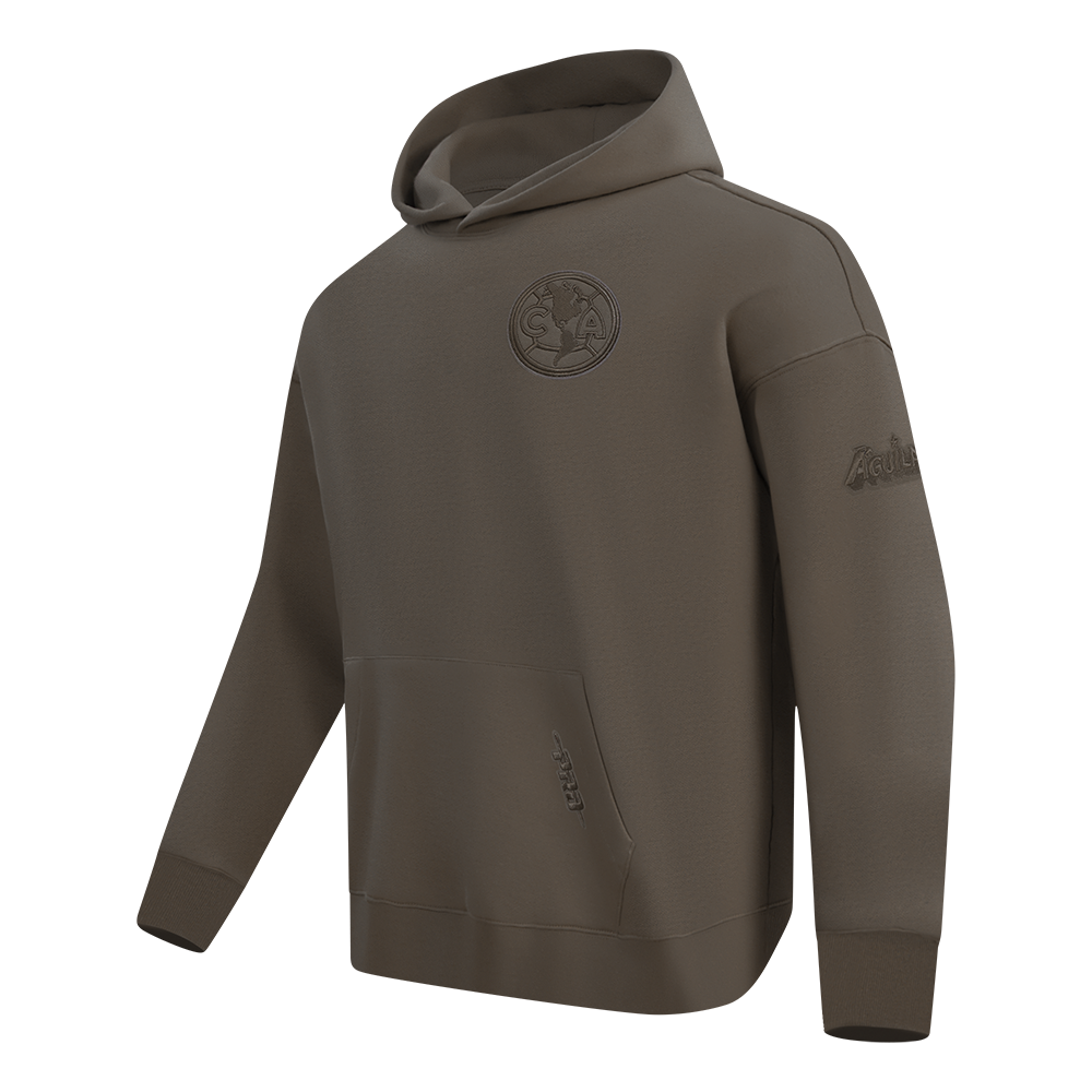 LIGA MX CLUB AMERICA NEUTRAL MEN'S DROP SHOULDER FLEECE PULLOVER HOODIE (DARK TAUPE)