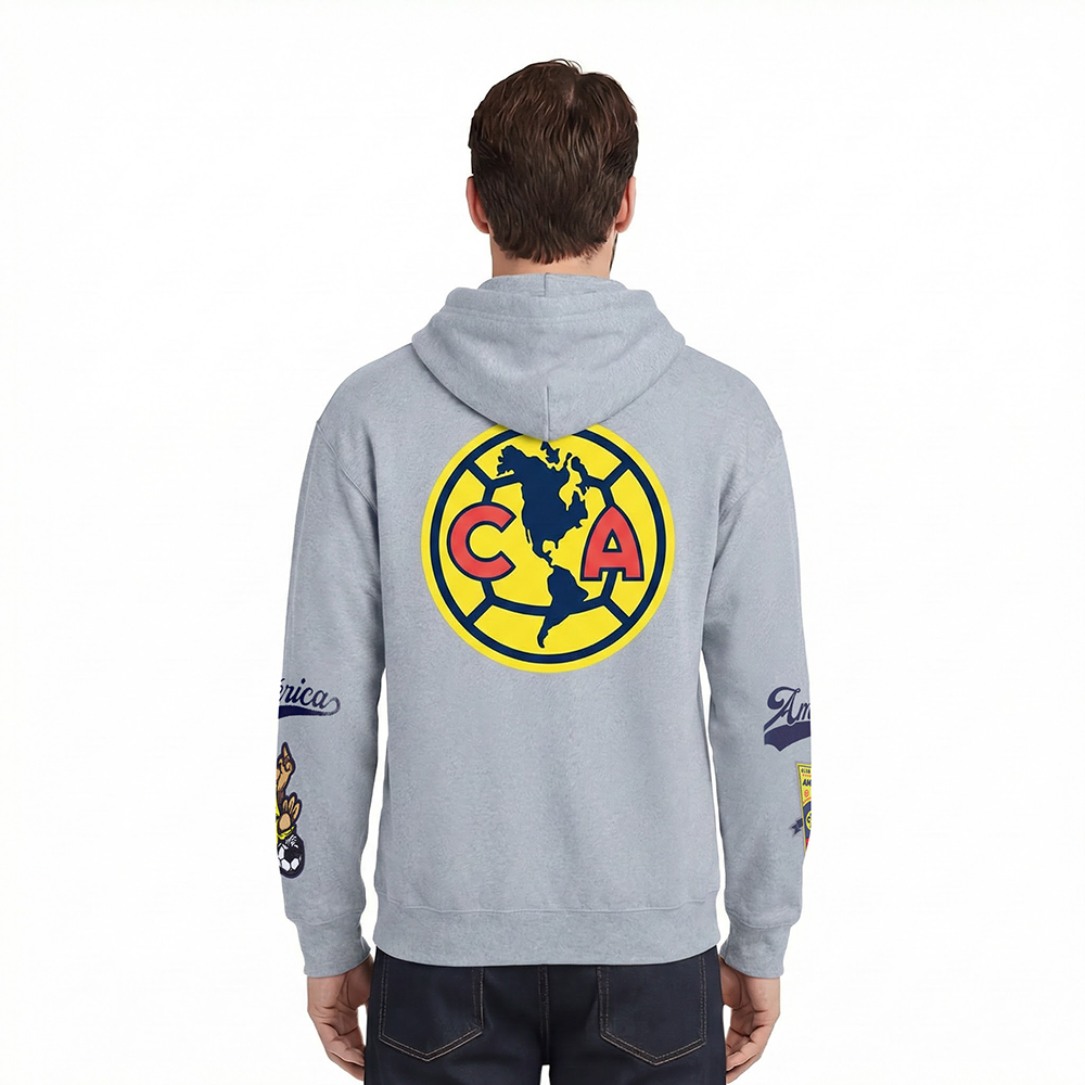 Liga MX CLUB AMERICA LIVING LARGE MEN'S DROP SHOULDER FLC PO HOODIE (DARK HEATHER GRAY)