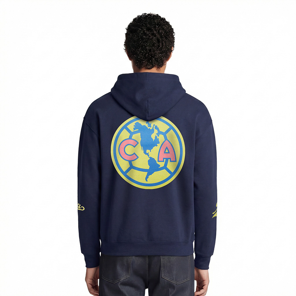 Liga MX CLUB AMERICA LIVING LARGE MEN'S DROP SHOULDER FLC PO HOODIE (MIDNIGHT NAVY)