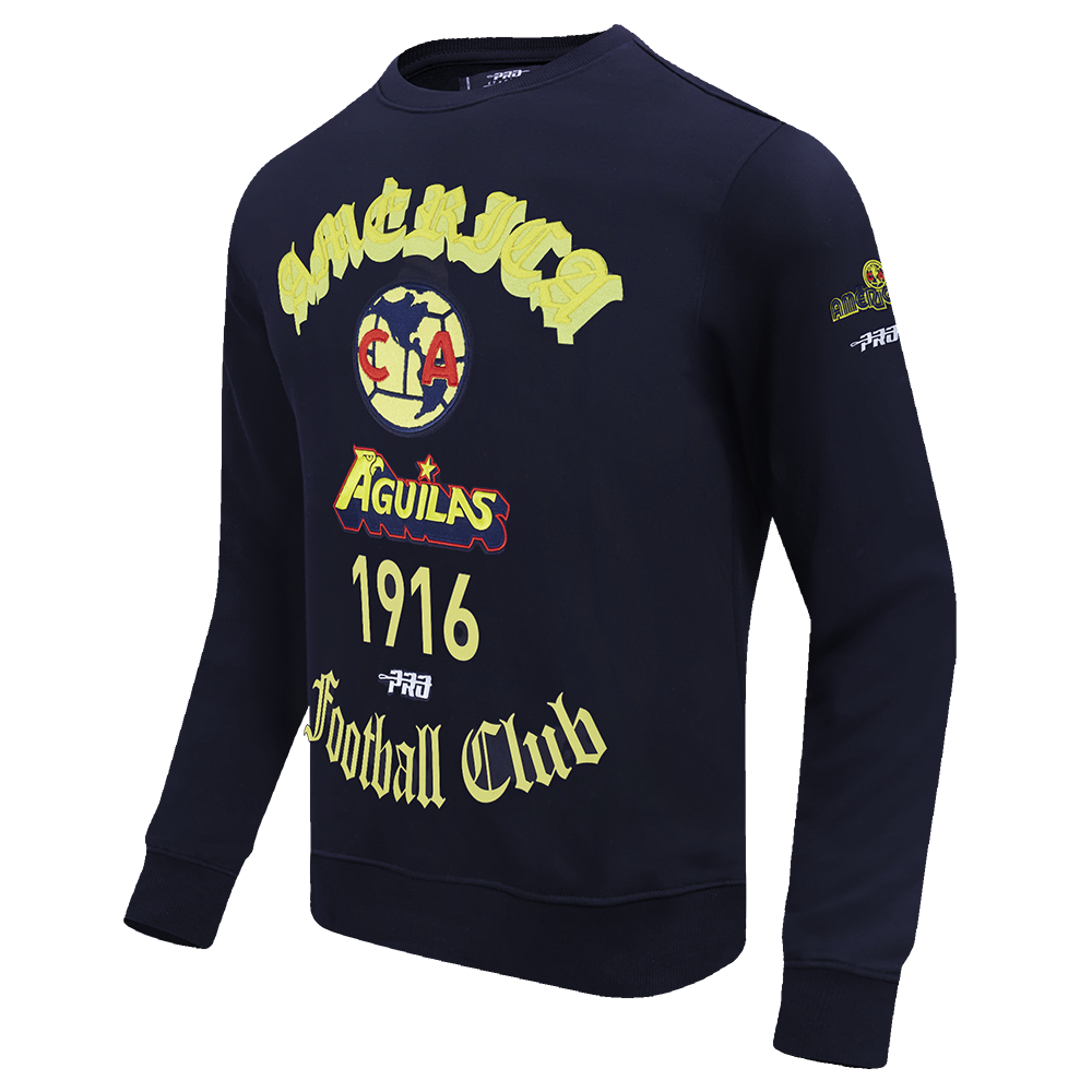 LIGA MX CLUB AMERICA OLD ENGLISH MEN'S FLC CREWNECK (MIDNIGHT NAVY)