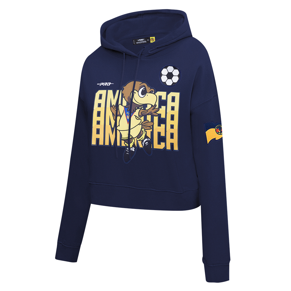 LIGA MX CLUB AMERICA STADIUM WOMEN'S DOUBLE KNIT CROPPED PULLOVER HOODIE (MIDNIGHT NAVY)