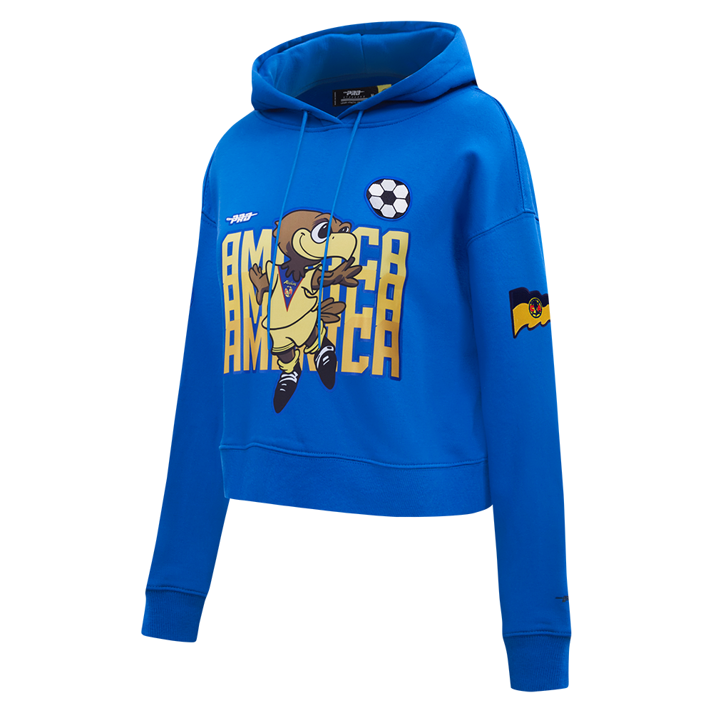 LIGA MX CLUB AMERICA STADIUM WOMEN'S DOUBLE KNIT CROPPED PULLOVER HOODIE (ROYAL BLUE)
