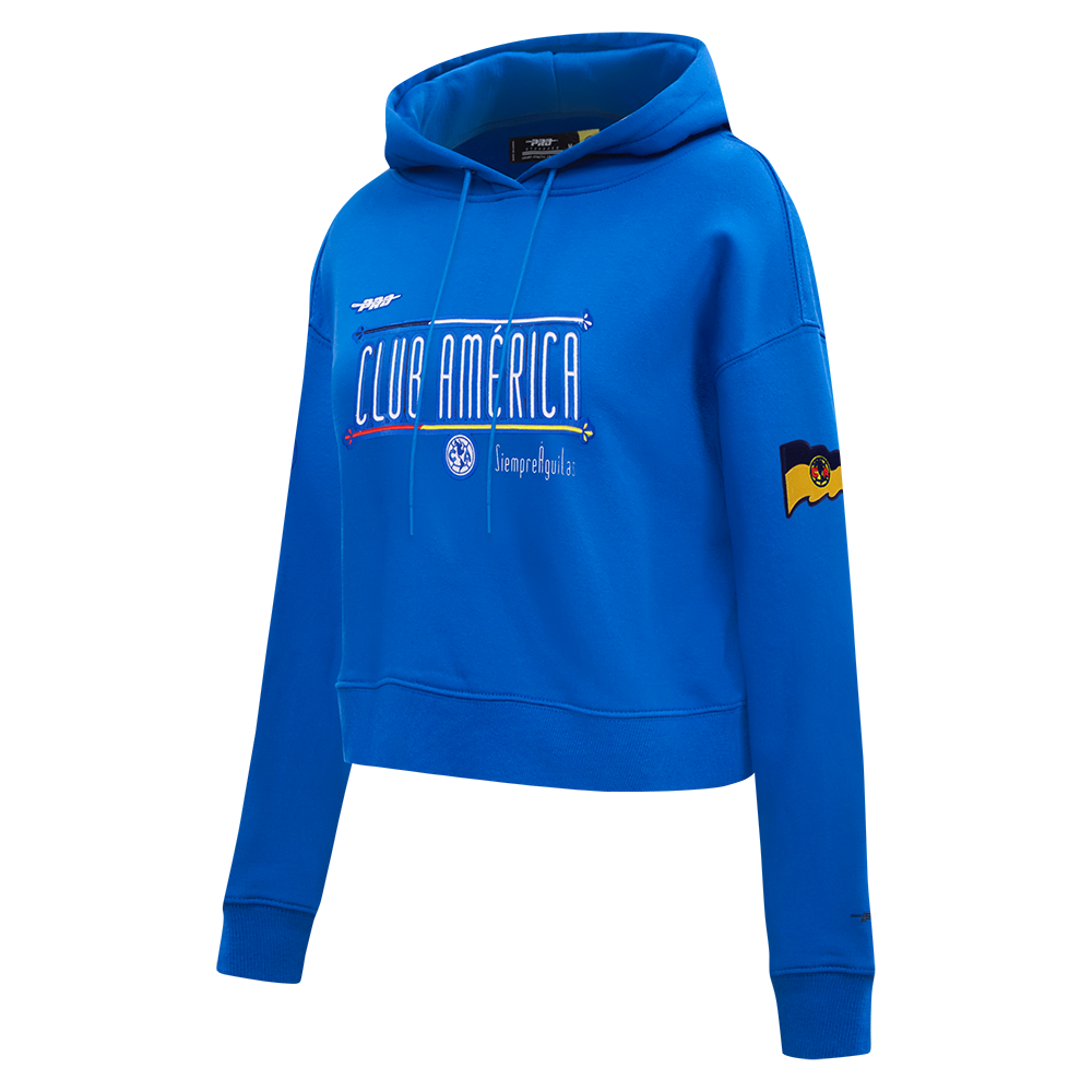 LIGA MX CLUB AMERICA STADIUM WOMEN'S FLEECE CROPPED PULLOVER HOODIE (ROYAL BLUE)