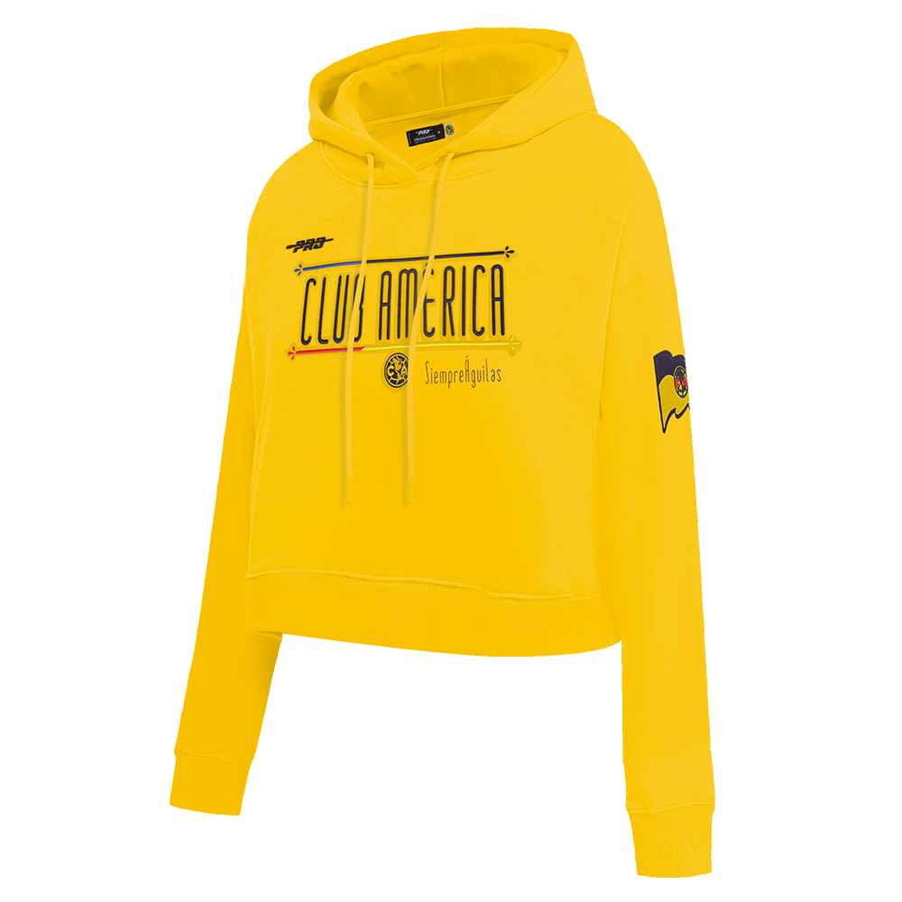 LIGA MX CLUB AMERICA STADIUM WOMEN'S FLEECE CROPPED PULLOVER HOODIE (YELLOW)