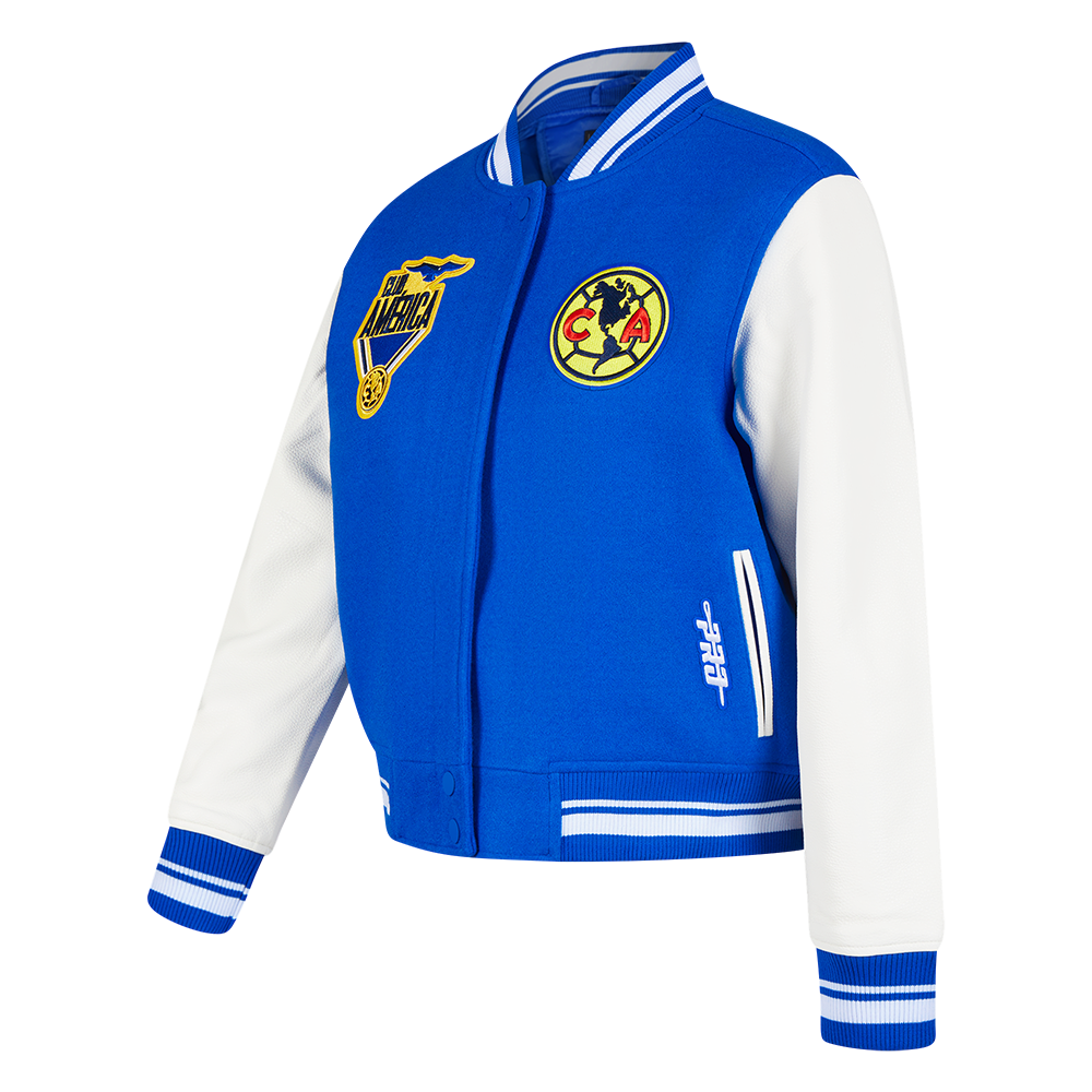 LIGA MX CLUB AMERICA STADIUM WOMEN'S WOOL VARSITY JACKET (ROYAL BLUE/WHITE)