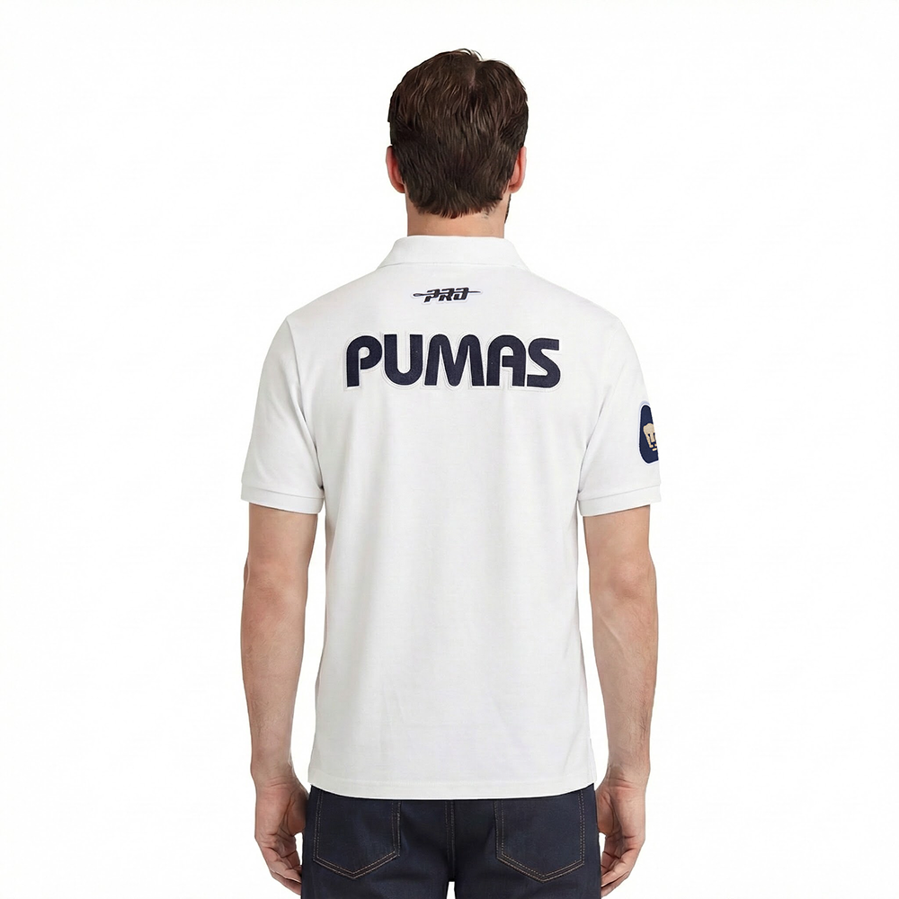 LIGA MX PUMAS UNAM CLASSIC CHENILLE MEN'S DK POLO (WHITE)