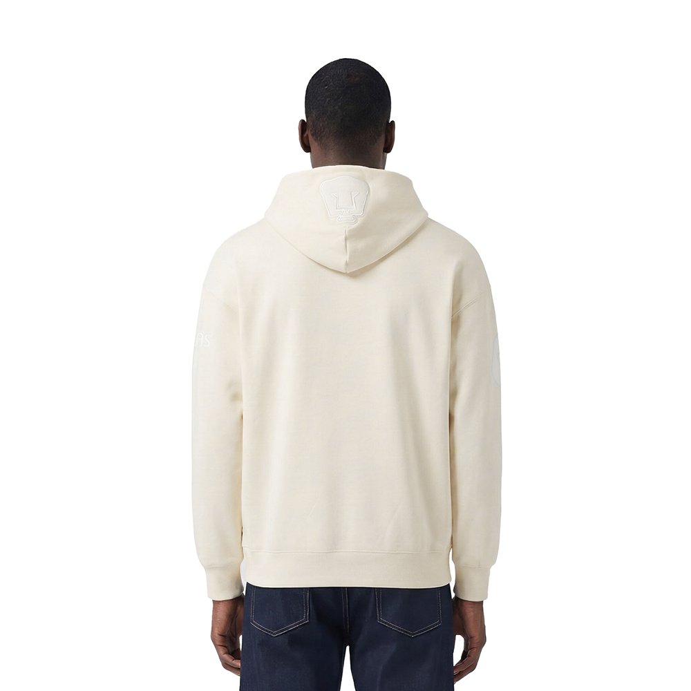 LIGA MX PUMAS UNAM NEUTRAL MEN'S DROP SHOULDER FLC PO HOODIE (EGGSHELL)
