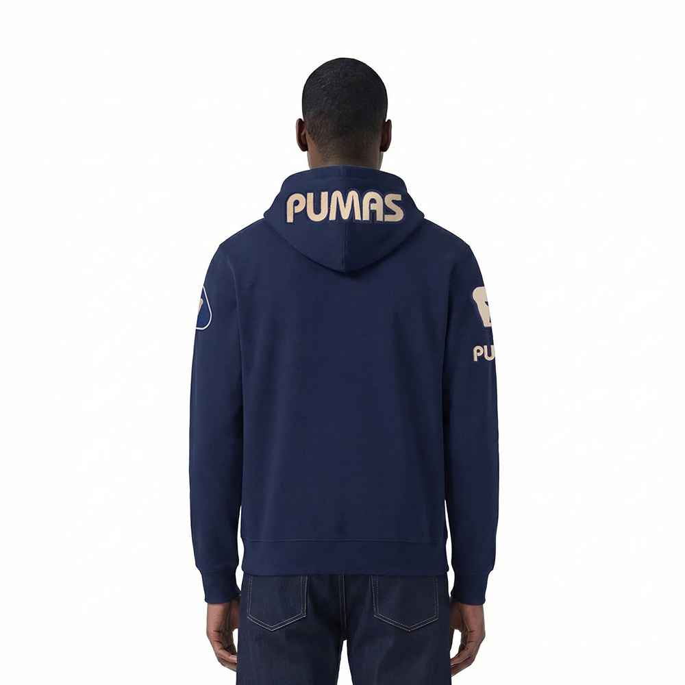 LIGA MX PUMAS UNAM CLASSIC CHENILLE MEN'S DK PO HOODIE (MIDNIGHT NAVY)
