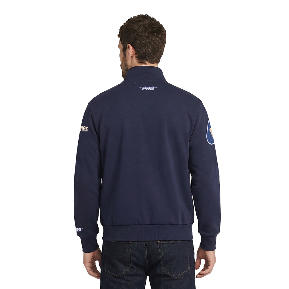 LIGA MX PUMAS UNAM CLASSIC CHENILLE MEN'S DBL KNIT 1/4 ZIP (MIDNIGHT NAVY)