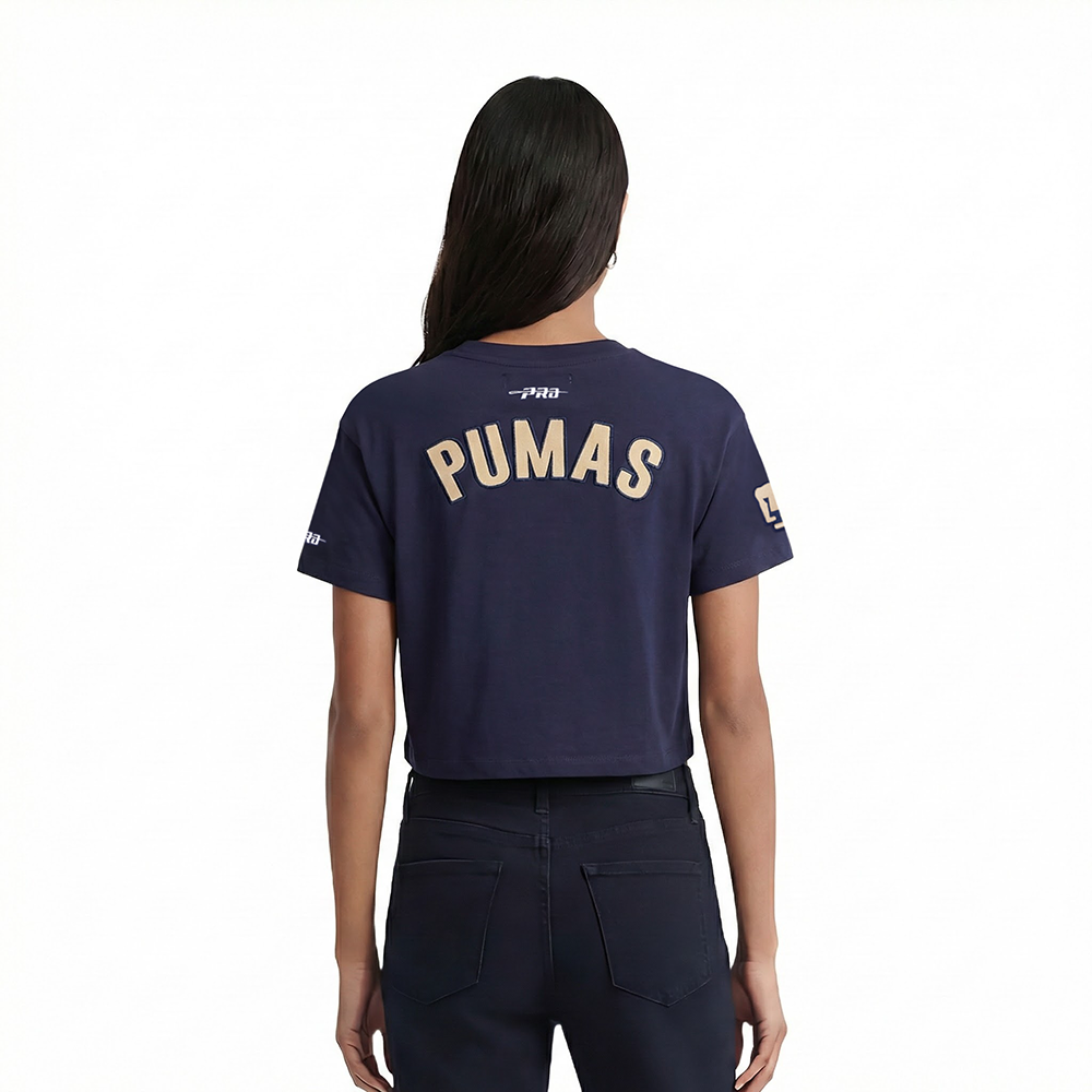 LIGA MX PUMAS UNAM CLASSIC CHENILLE WOMEN'S SJ BOXY TEE (MIDNIGHT NAVY)