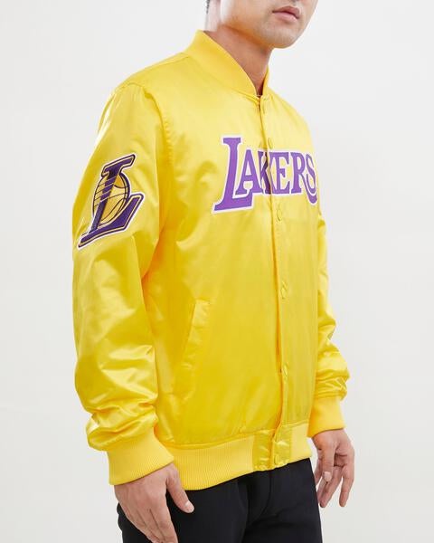 NBA LOS ANGELES LAKERS BIG LOGO MEN'S SATIN JACKET (YELLOW)