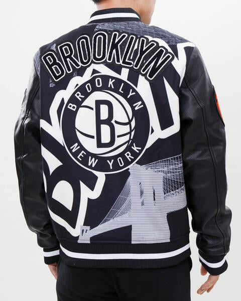 BROOKLYN NETS REMIX VARSITY JACKET (BLACK) – Pro Standard