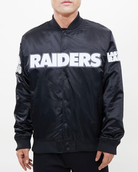 Las Vegas Raiders Bomber Satin Black and Grey Jacket