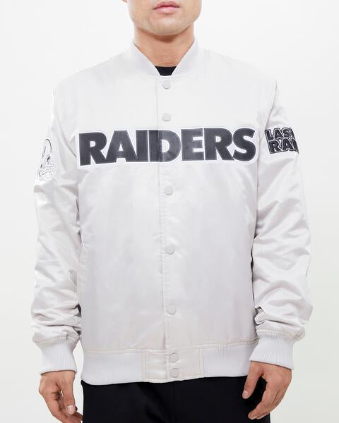 Oakland Raiders Las Vegas Lv Reebok Puffer Coat Back Silver White Vintage  Large