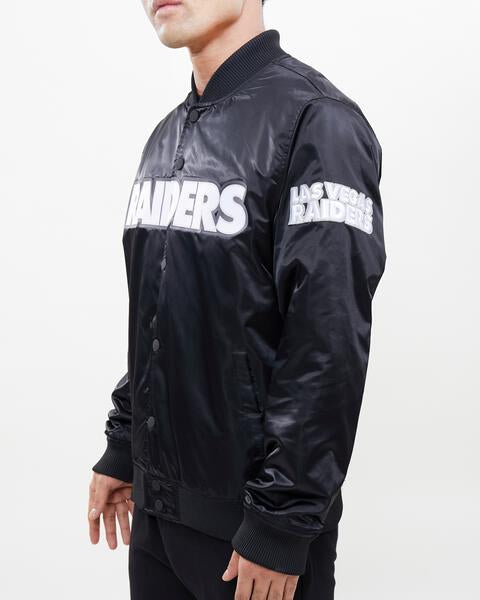 Raiders satin hot sale bomber jacket