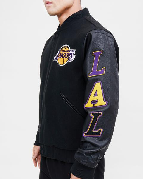 Black/White Wool/Leather NBA LA Lakers Varsity Jacket - Jackets Masters