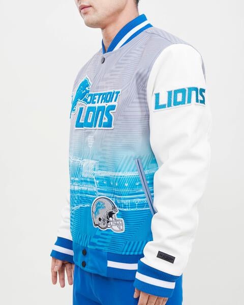 Maker of Jacket NFL Detroit Lions Blue Gray Team Varsity