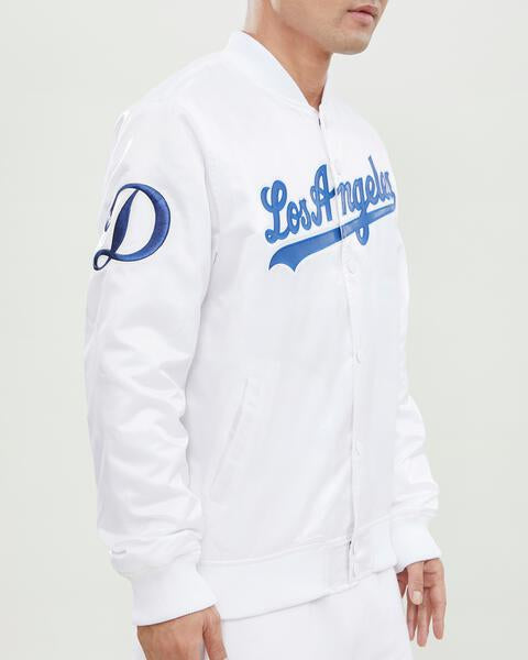 LA Dodgers M&N Lightweight Satin Jacket Wordmark Blue