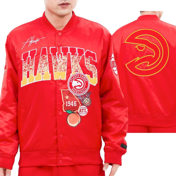 ATLANTA HAWKS HOME TOWN SATIN JACKET (BLACK)