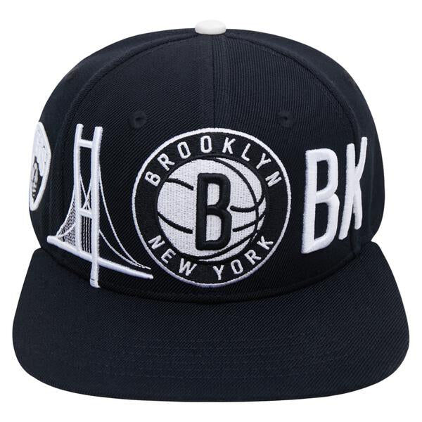 NBA BROOKLYN NETS CITY DOUBLE FRONT LOGO UNISEX SNAPBACK HAT (BLACK)