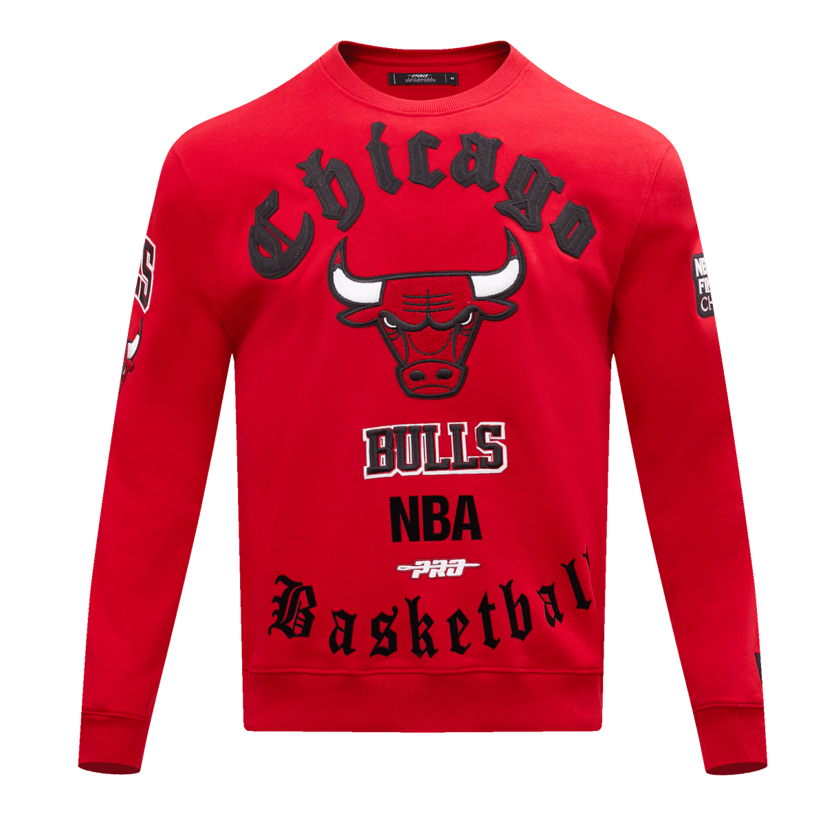 NBA CHICAGO BULLS OLD ENGLISH LOGO MEN S CREWNECK RED Pro Standard
