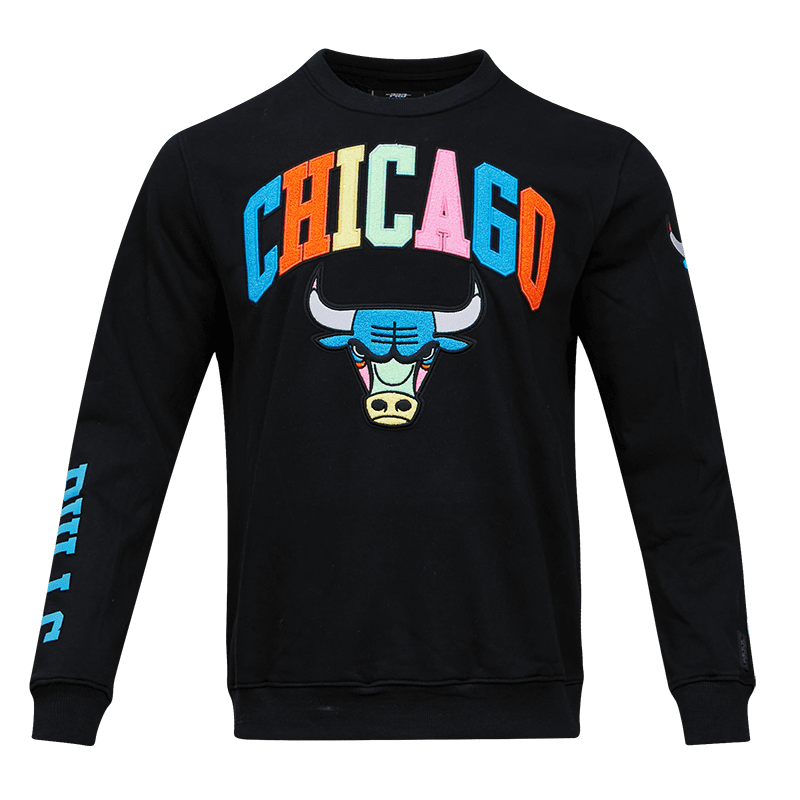 NBA CHICAGO BULLS WASHED NEON MEN S CREWNECK BLACK Pro Standard