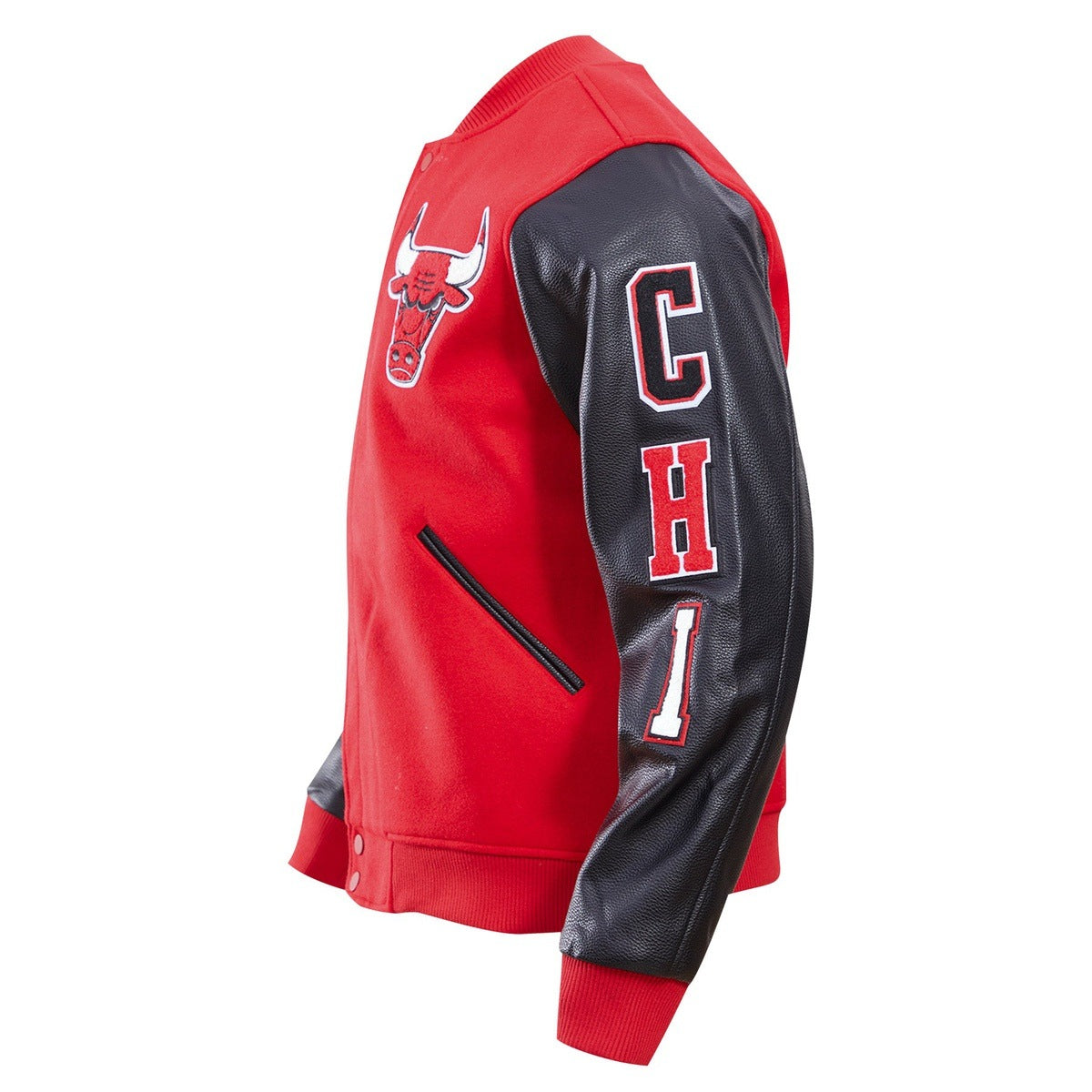 Pro Standard Mens NBA Chicago Bulls Six Time Finals Logo Varsity Jacket  BCB651681-BLK Black/Red