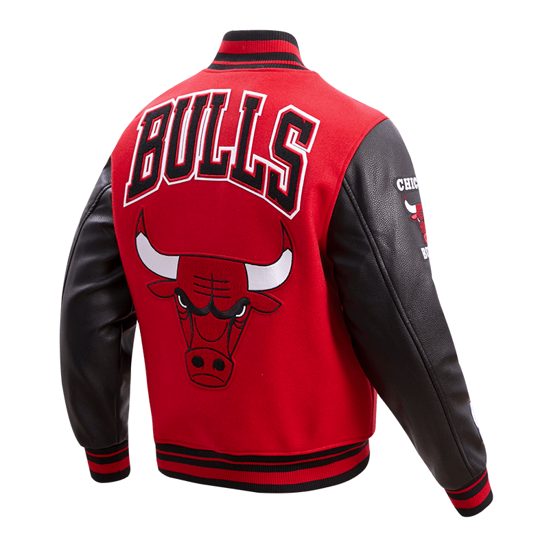 Mens NBA Chicago Bulls Wool Varsity Letterman Black/Gray Jacket! Size S