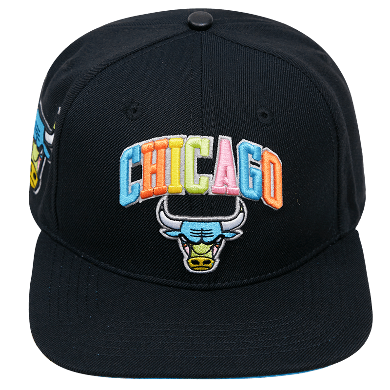 NBA CHICAGO BULLS WASHED NEON WOOL UNISEX SNAPBACK HAT (BLACK)