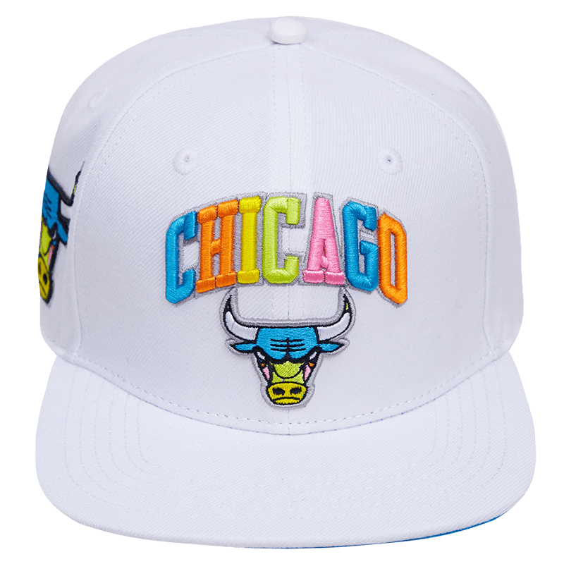 NBA CHICAGO BULLS WASHED NEON WOOL UNISEX SNAPBACK HAT (WHITE)