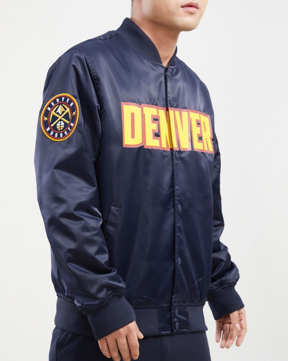 NBA DENVER NUGGETS TEAM BIG LOGO MEN´S SATIN JACKET (MIDNIGHT NAVY)