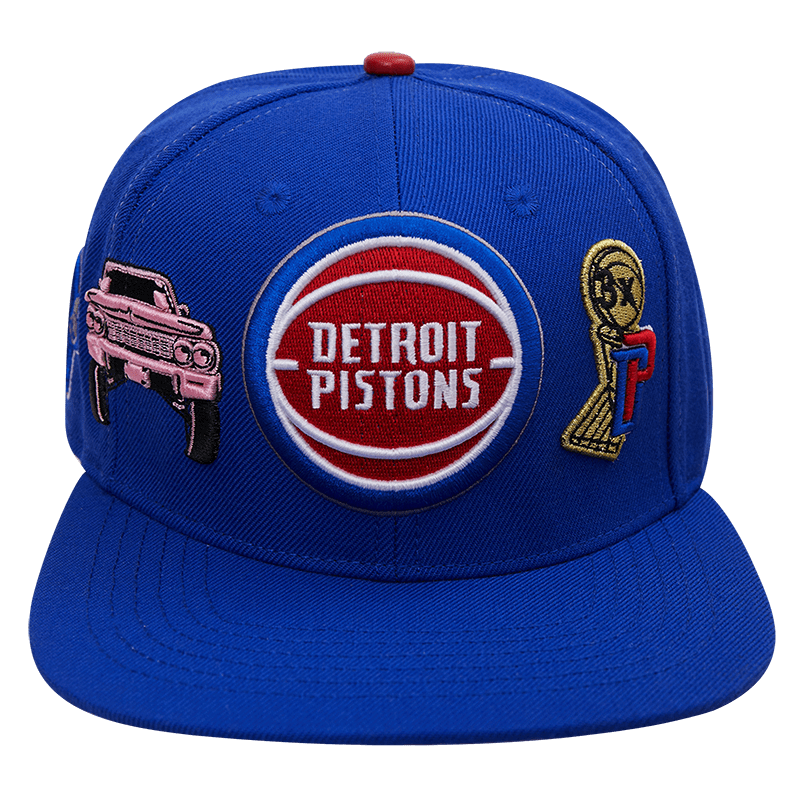 DETROIT PISTONS CITY DOUBLE FRONT LOGO SNAPBACK HAT (ROYAL BLUE)