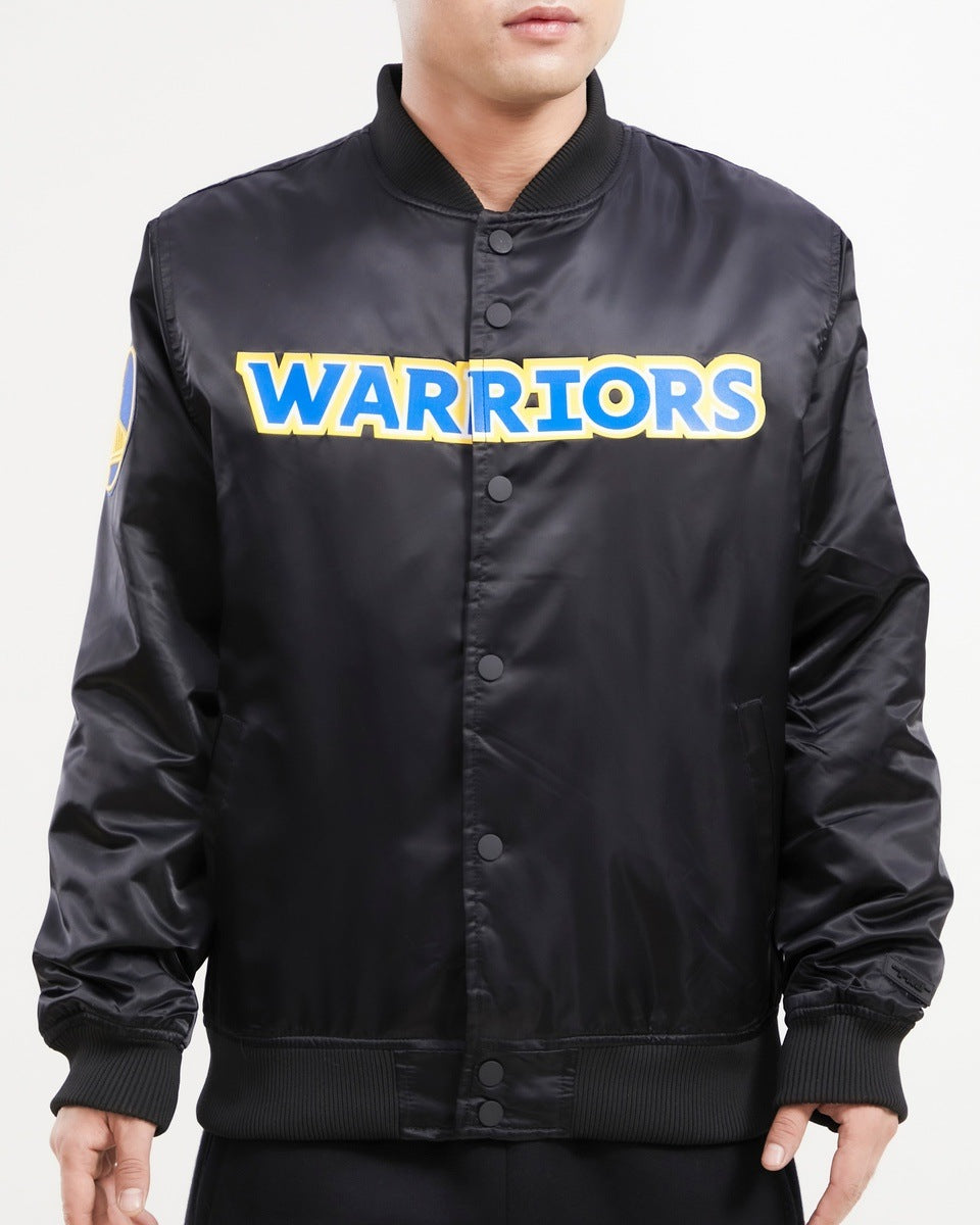 MITCHELL & NESS The Golden State Warriors Satin Bomber Jacket in