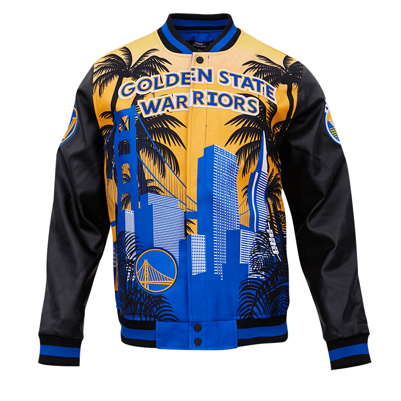 Men's Pro Standard Black Golden State Warriors Mash Up Capsule Varsity  Full-Zip Jacket