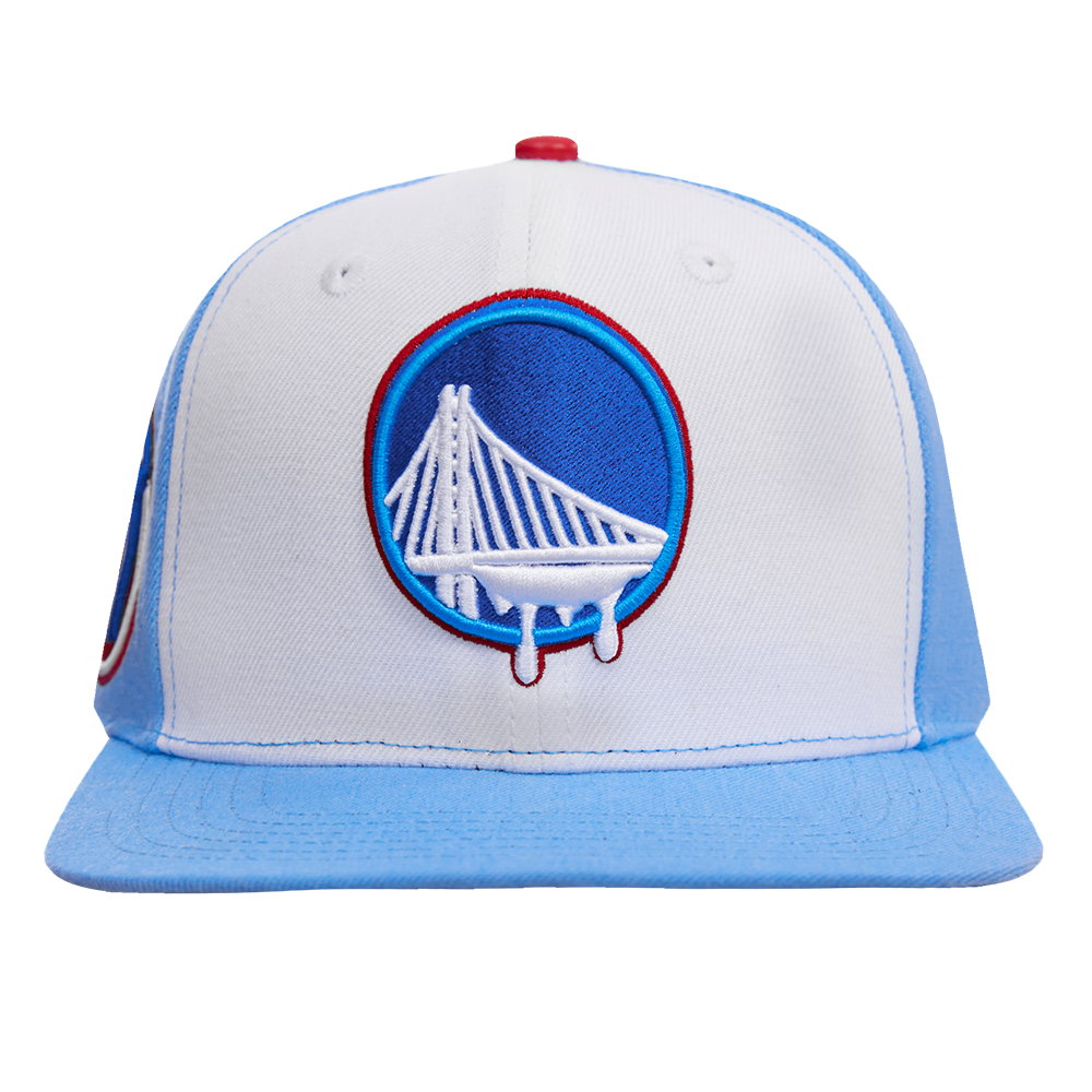 NBA GOLDEN STATE WARRIORS ICE CREAM DRIP WOOL UNISEX SNAPBACK HAT (WHITE / UNIVERSITY BLUE)