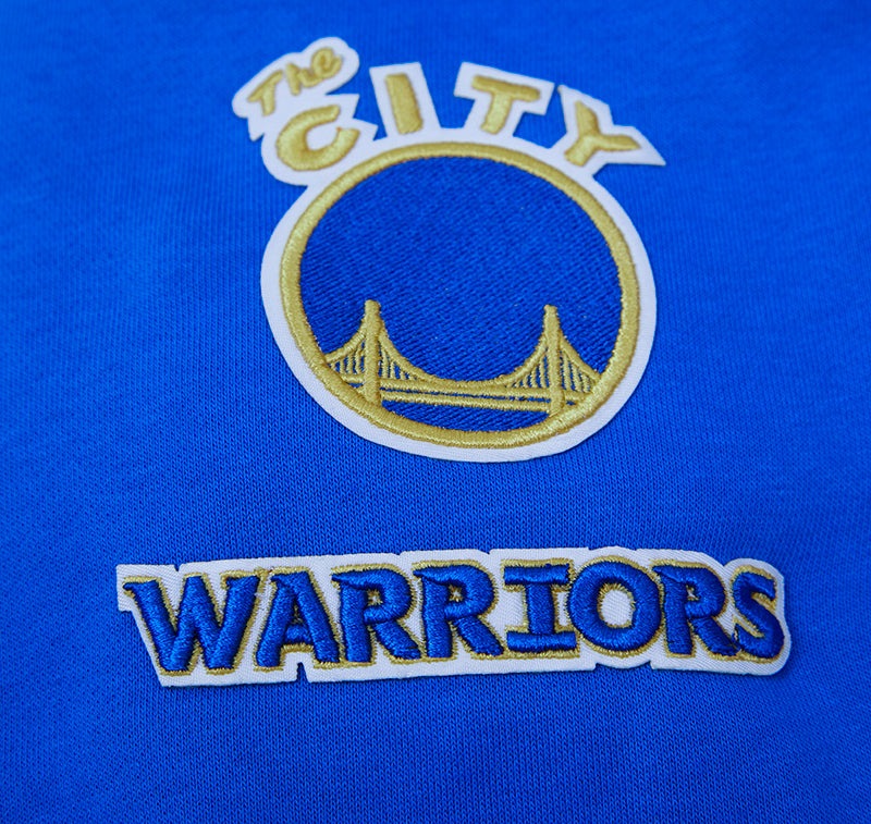 GOLDEN STATE WARRIORS CLASSIC FLC CROPPED PO HOODIE (ROYAL BLUE)