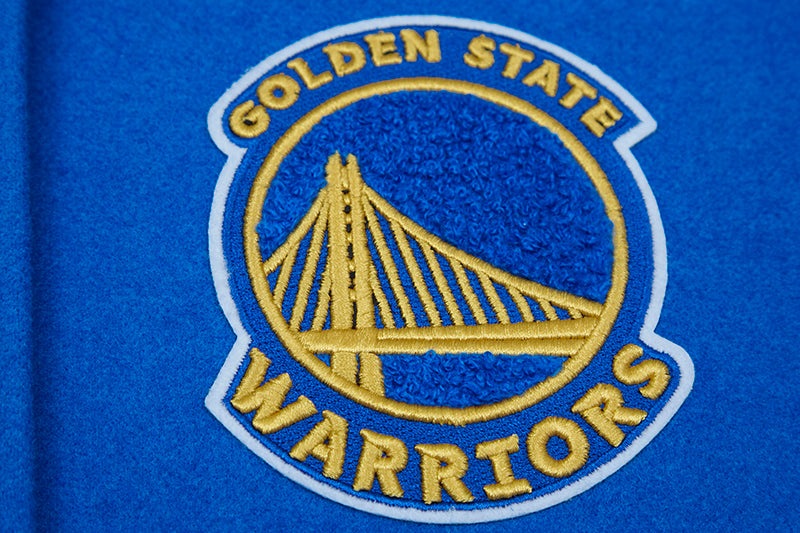 Mens Golden State Warriors Pro Standard Warriors Varsity Jacket Heather Grey/Black