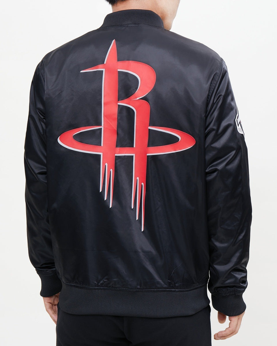 Red&Black Houston Rockets Varsity Satin Jacket - Maker of Jacket