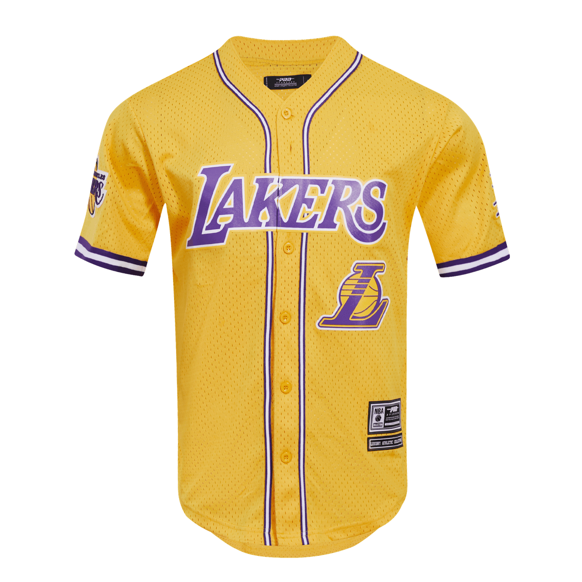 NBA LOS ANGELES LAKERS LOGO MEN´S MESH BUTTON UP JERSEY (YELLOW)