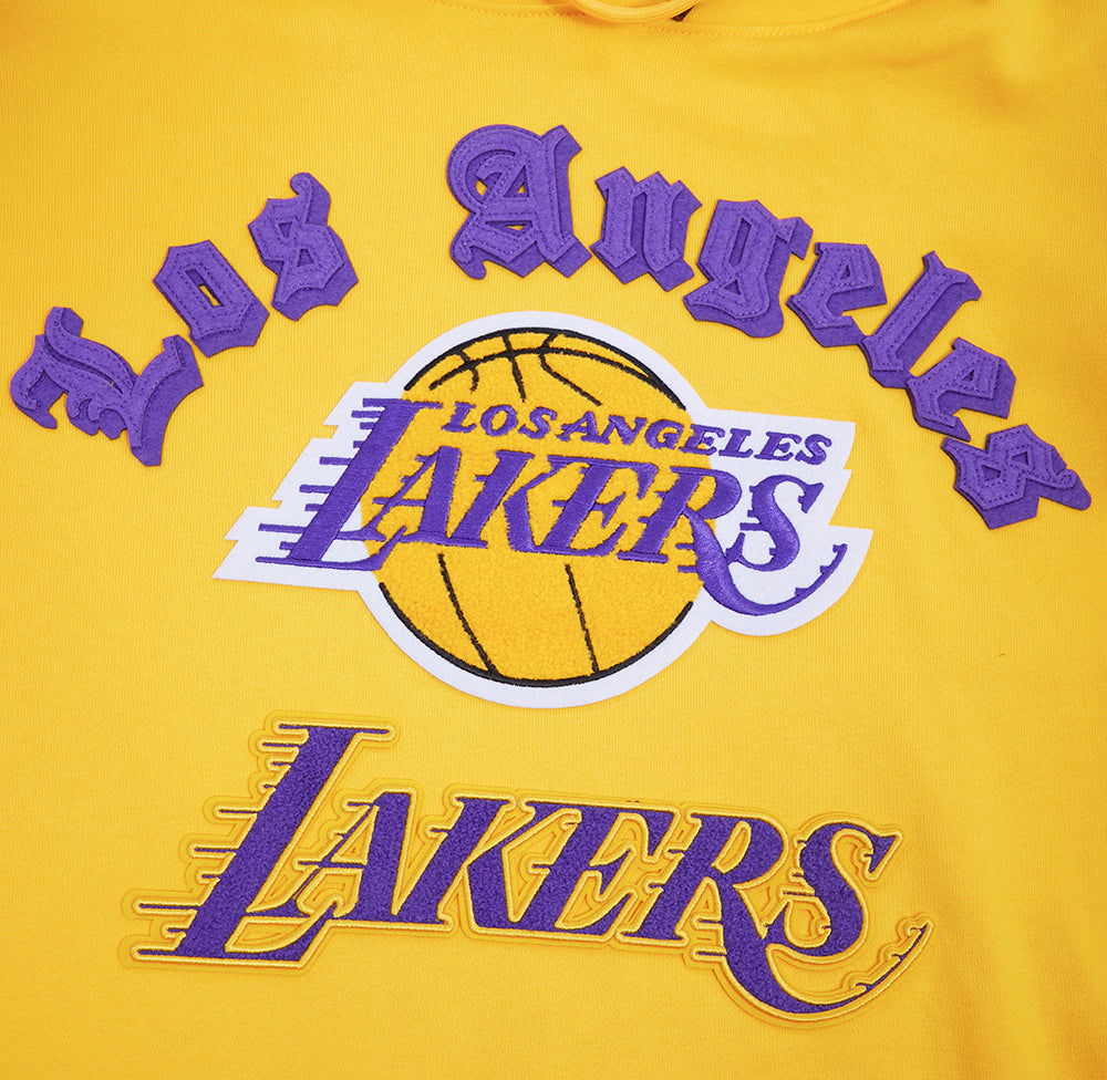 NBA Old English Lakers Washed Hoodie - Yellow