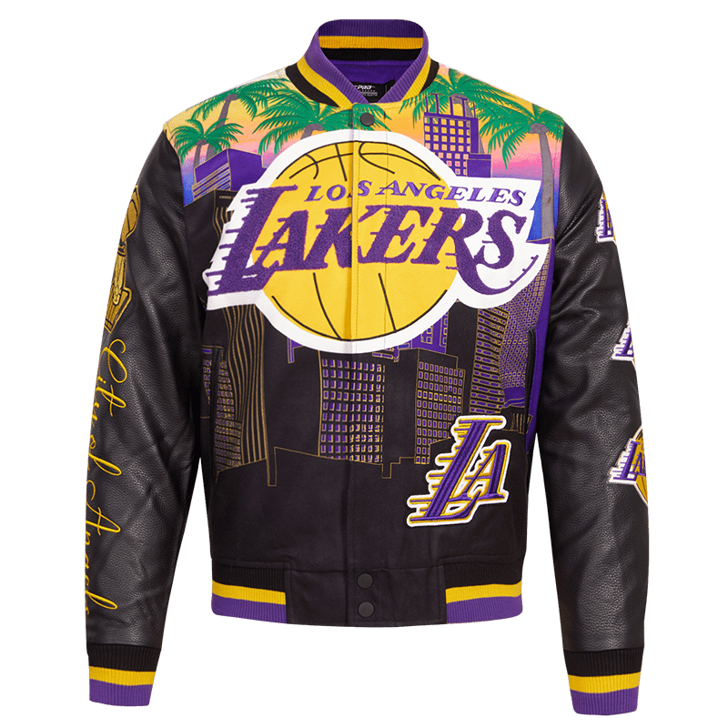 Men's Los Angeles Black Jacket  Lakers Palm Trees Varsity Jacket